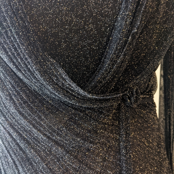 Elegant Shimmer Wrap Blouse - Picture 2 of 7